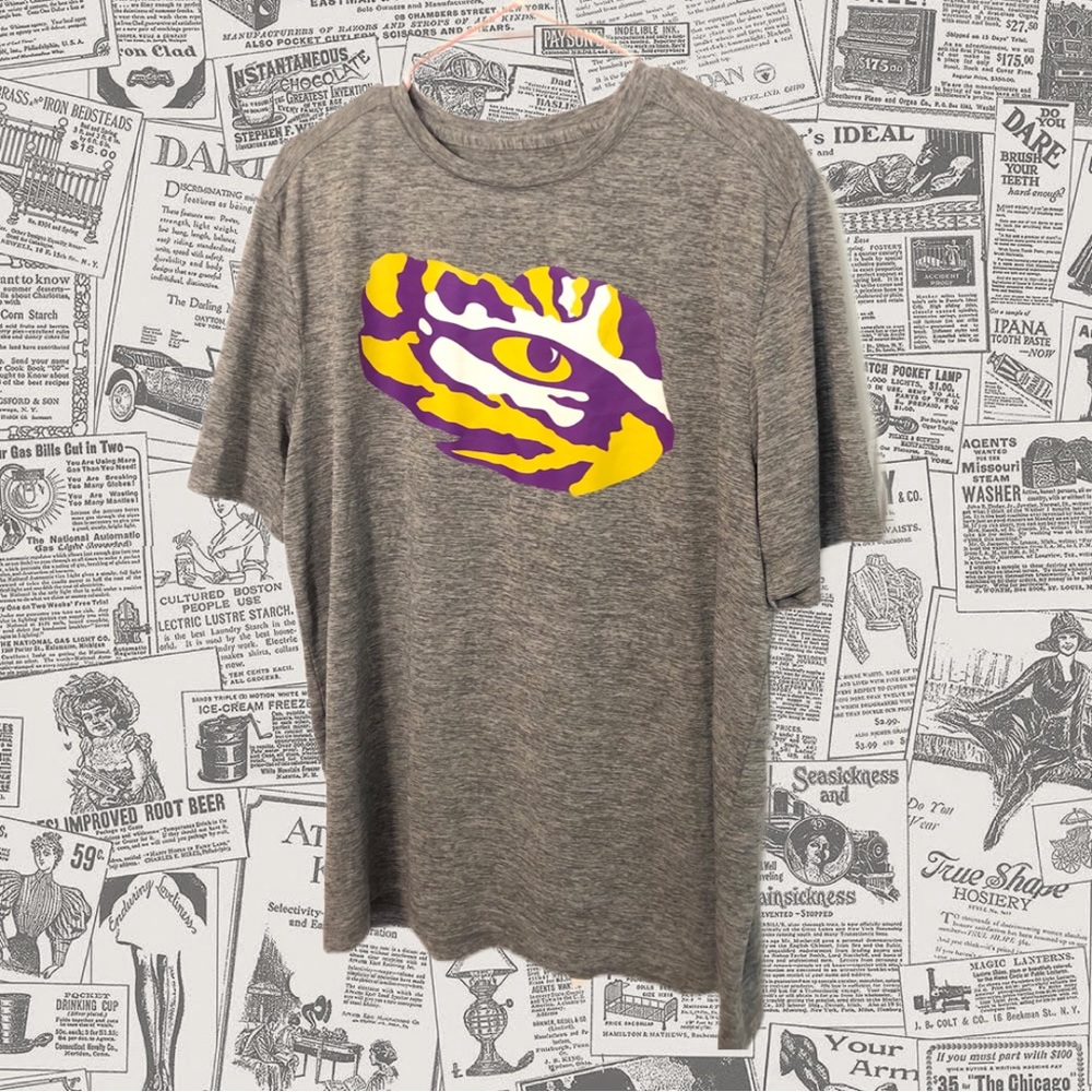 Gray Fanatics LSU Tee Shirt - Size L